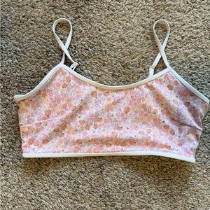 Floral Pink and White Sports Bra